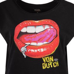 Tee shirt mc col rond et print devant vd/2/trc/piercy/nr Femme VON DUTCH
