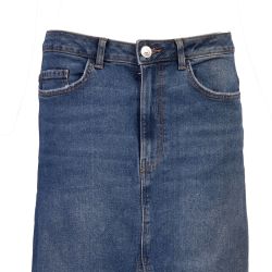 Jupe longue dark denim blue pcatikka hw ankle denim skirt mm 4101 Femme PIECES