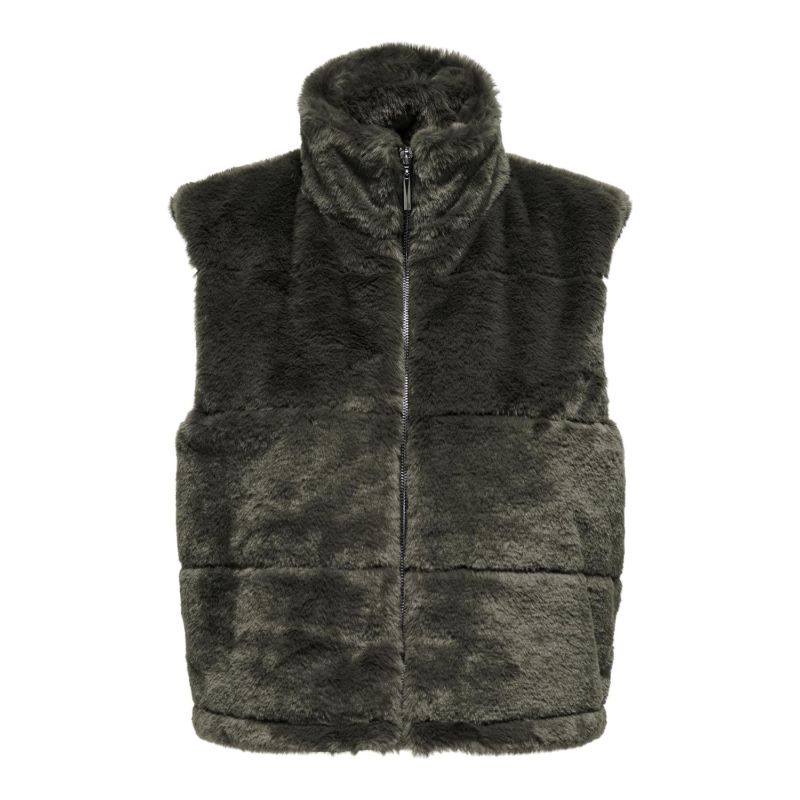 Veste sm faux fur weathered teak onlvida 15322106 4115 Femme ONLY