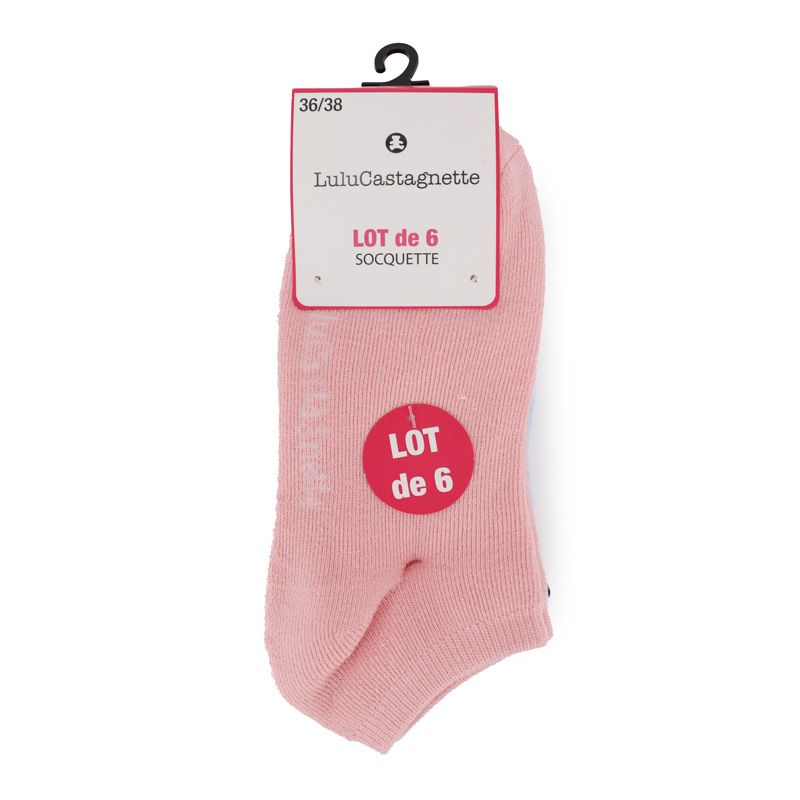 Lot de 6 socquettes pepita t 36/38 - 39/41 Femme LULU CASTAGNETTE