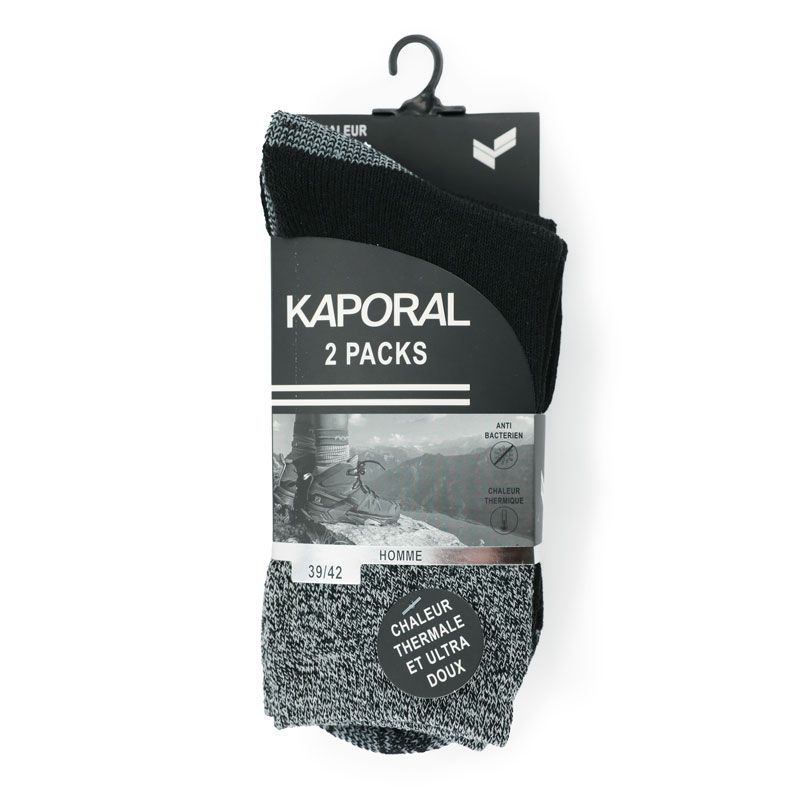 Pack de 2 chaussettes homme chaleur tyron 39-42/43-46 Homme KAPORAL