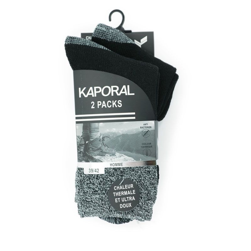 Pack de 2 chaussettes homme chaleur tyron 39-42/43-46 Homme KAPORAL Pack de 2 chaussettes homme chaleur tyron 39-42/43-46 Homme KAPORAL