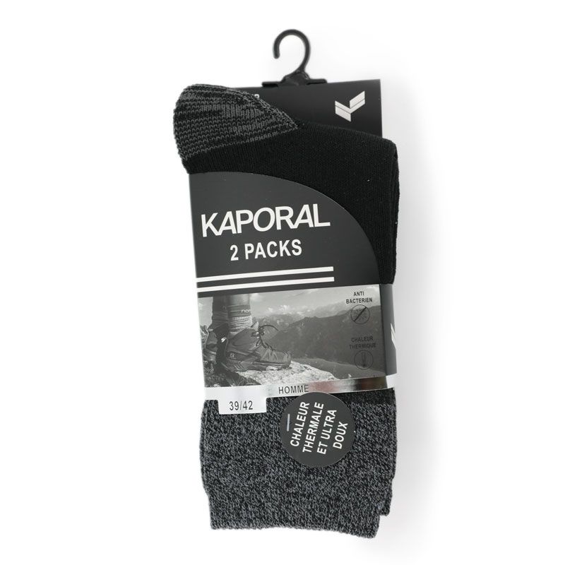 Pack de 2 chaussettes homme chaleur tyron 39-42/43-46 Homme KAPORAL