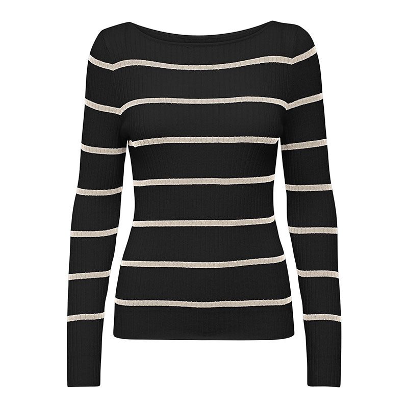 Pull black onlibi ls rib boatneck 15324644 Femme ONLY