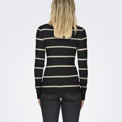 Pull black onlibi ls rib boatneck 15324644 Femme ONLY