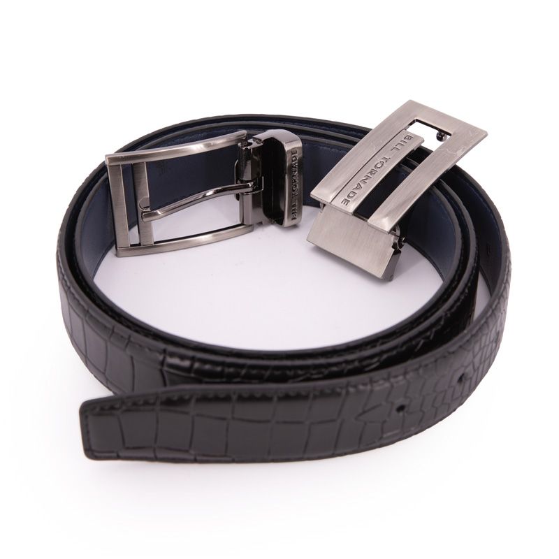 Ceinture réversible cuir vachette double boucles Homme BILL TORNADE