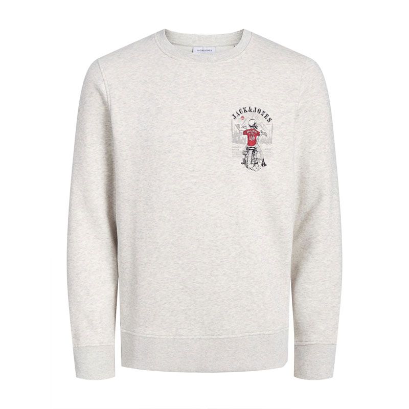 Jjskull rock sweat crew neck white melange Homme JACK & JONES