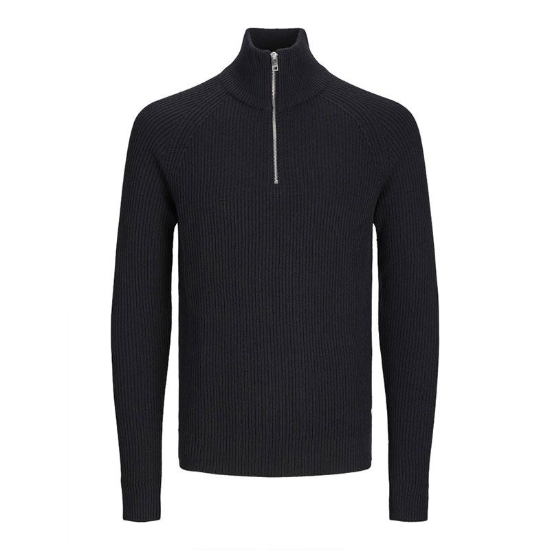 Jjpannel knit half zip aw24 black Homme JACK & JONES