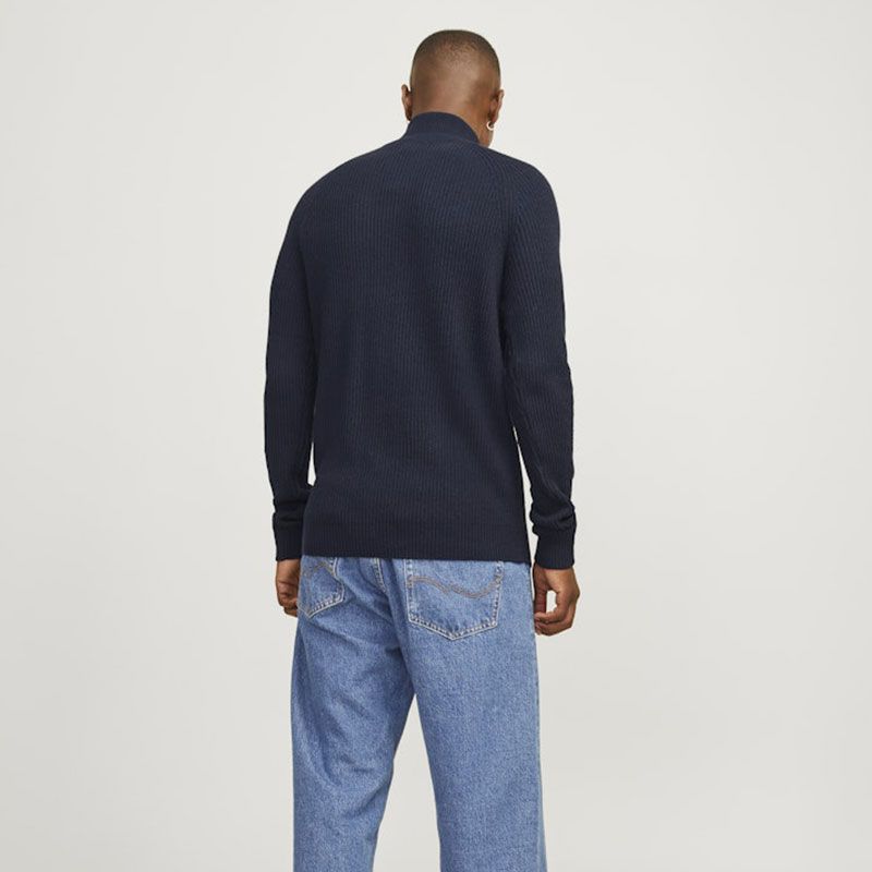 Jjpannel knit half zip aw24 black Homme JACK & JONES