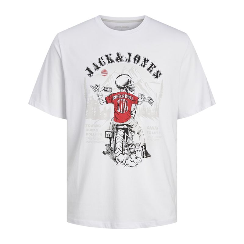 Jjskull rock tee ss crew neck white Homme JACK & JONES