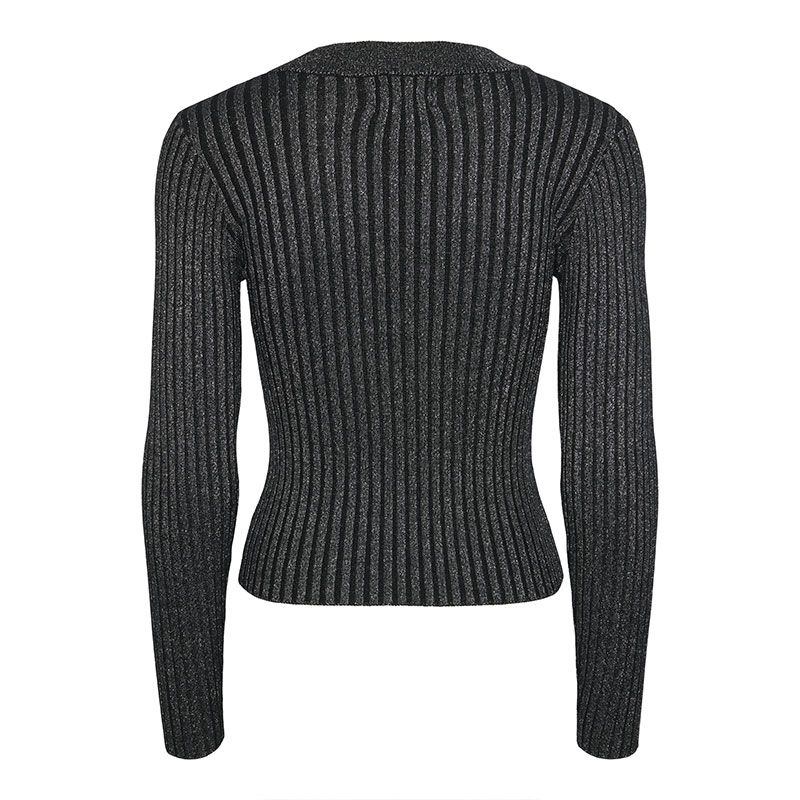 Pccrista ls lurex o-neck knit mm black/silver xs au xl Homme PIECES