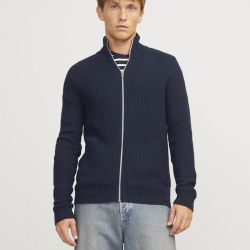 Jjpannel knit zip cardigan aw24 black Homme JACK & JONES Jjpannel knit zip cardigan aw24 black Homme JACK & JONES