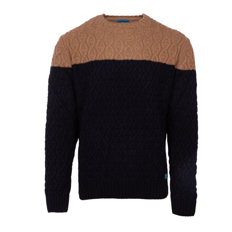 Pull col roule mo140421 navy brown Homme BEST MOUNTAIN