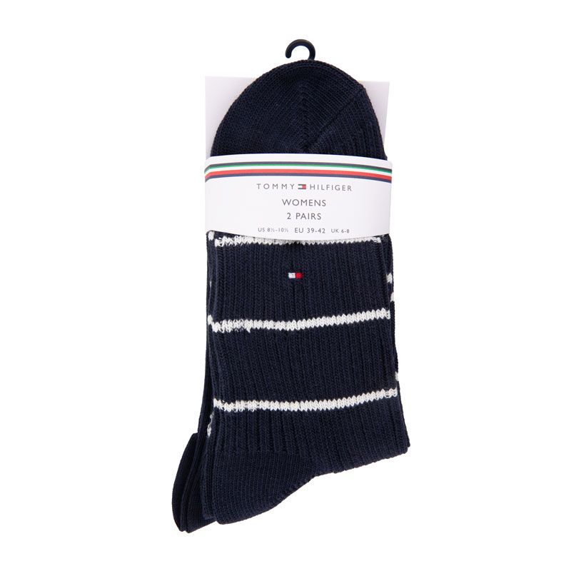 Chaussette th femme navy short sock 2p breton str, 35/38 Femme TOMMY HILFIGER