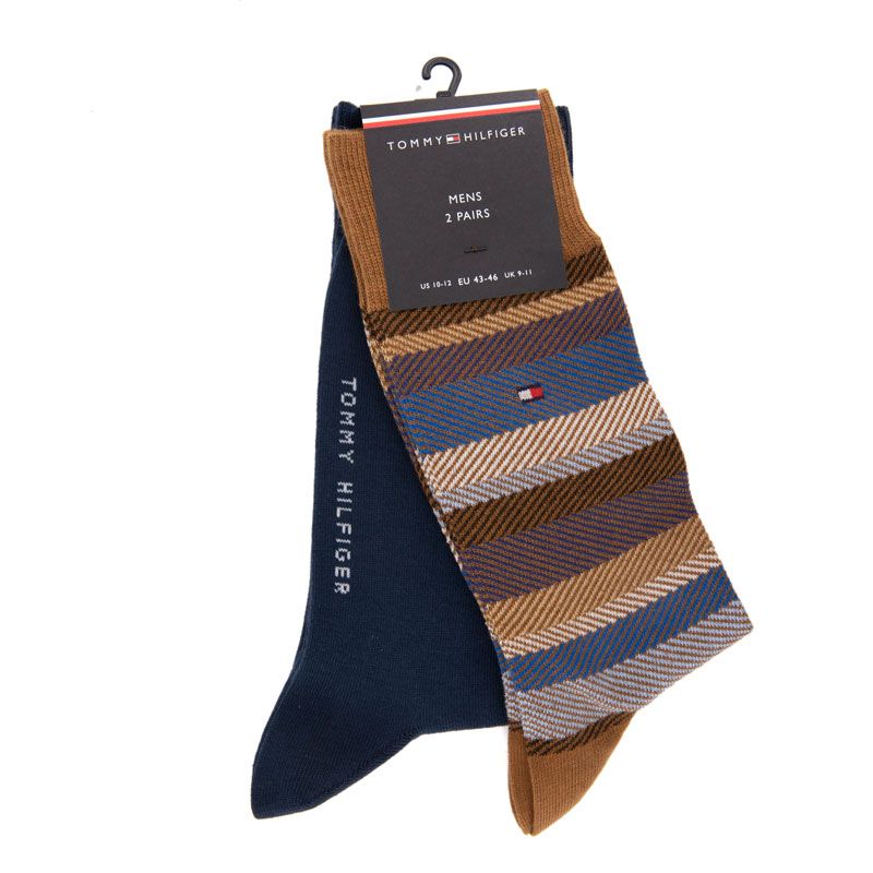 Chaussette th hommekaki sock 2p herringbone stripe, 39/46 Homme TOMMY HILFIGER