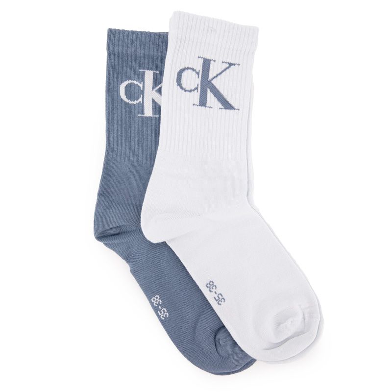 Chaussette ckj femme purple/white sock 2p monogram 35/38 Femme CALVIN KLEIN