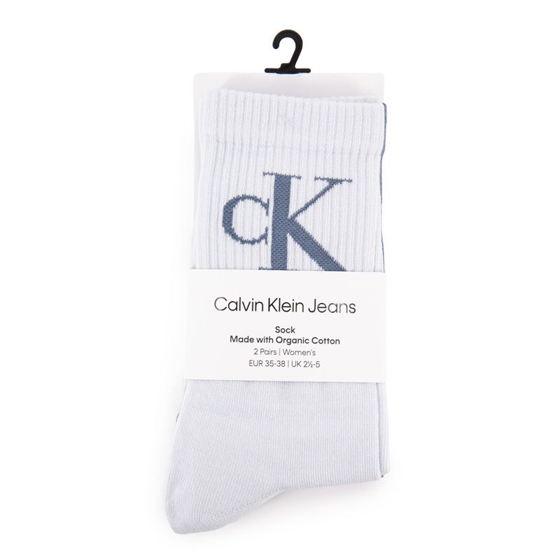 Chaussette ckj femme purple/white sock 2p monogram 35/38 Femme CALVIN KLEIN