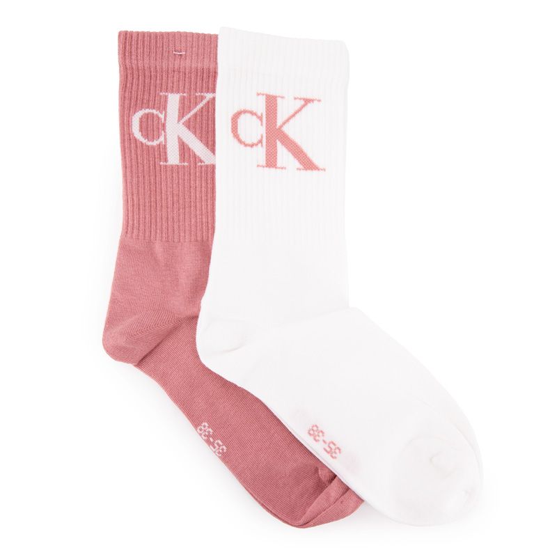 Chaussette ckj femme purple/white sock 2p monogram 35/38 Femme CALVIN KLEIN