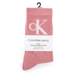 Chaussette ckj femme purple/white sock 2p monogram 35/38 Femme CALVIN KLEIN