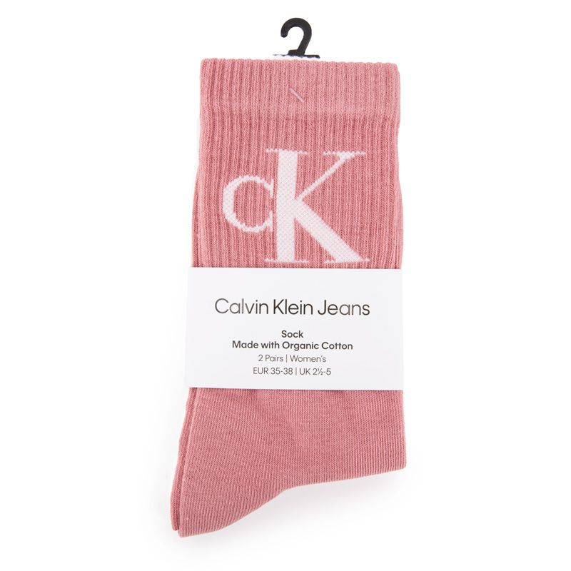 Chaussette ckj femme purple/white sock 2p monogram 35/38 Femme CALVIN KLEIN