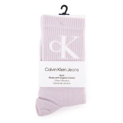 Chaussette ckj femme purple/white sock 2p monogram 35/38 Femme CALVIN KLEIN