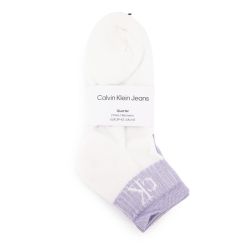 Chaussette ckj femme purple/white quarter 2p glossy rib39/42 Femme CALVIN KLEIN