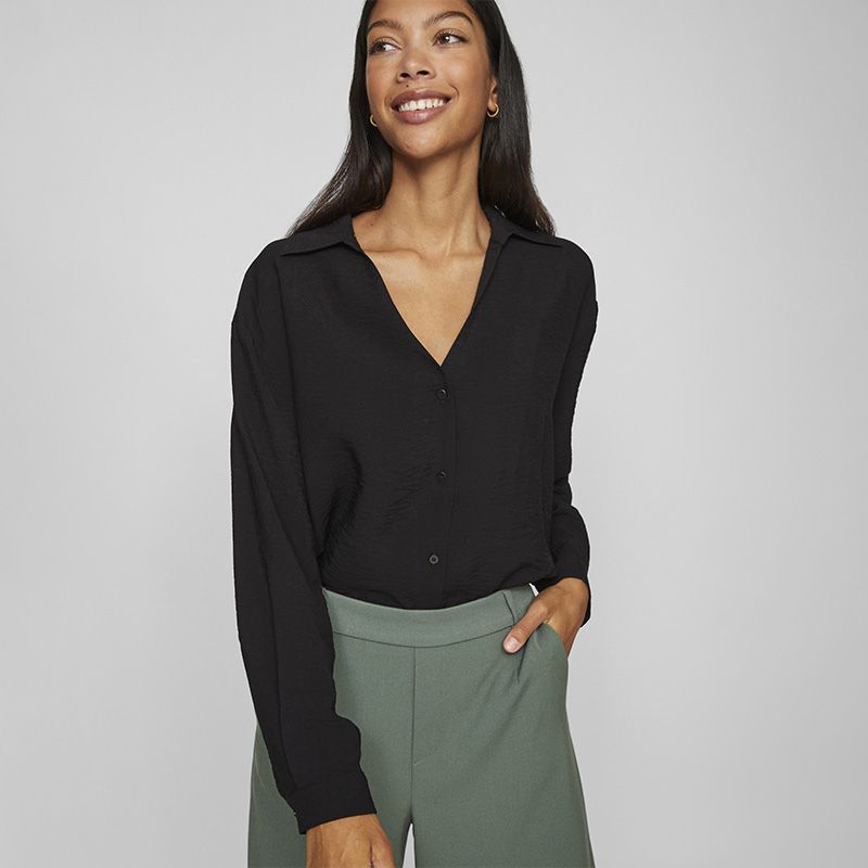 CHEMISE VIDOMIRA L/S V-NECK BLACK BEAUTY 14095705 4365