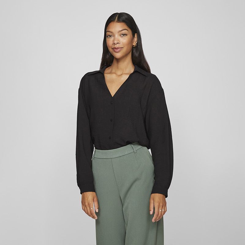 CHEMISE VIDOMIRA L/S V-NECK BLACK BEAUTY 14095705 4365