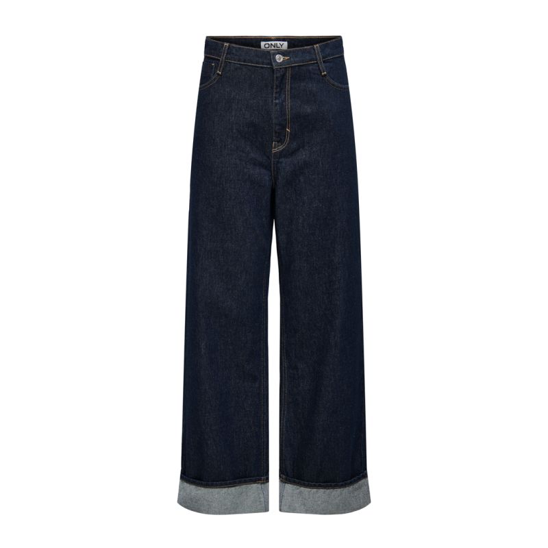 Jeans onlhope wide fold up dark blue denim 15347095 4353 Femme ONLY