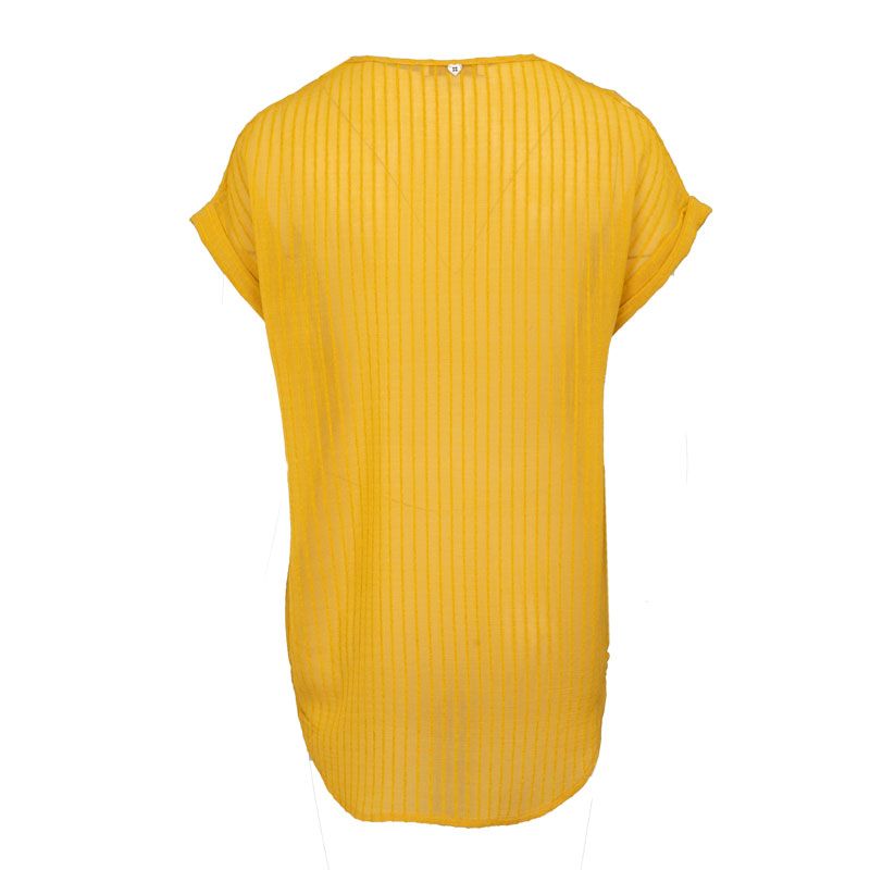 Tee shirt moutarde col V à rayures Femme PLEASE à prix dégriffé