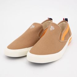 Baskets à enfiler tissu uni semelle blanche Homme US POLO