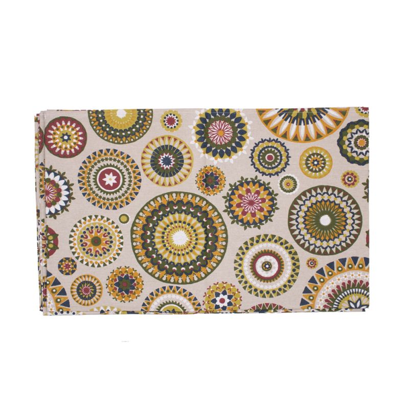 Nappe 250x150 plastifie mandala bordeaux a09105bord Mixte SUD ETOFFE