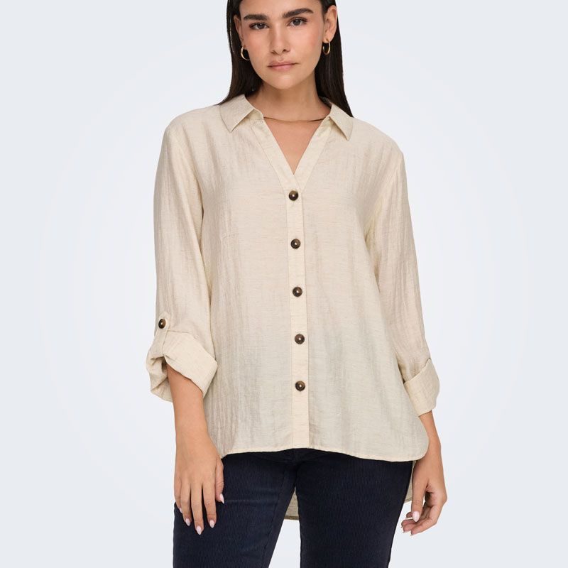 CHEMISE MC CLOUD DANCER JDYLAUREL 3/4 LINEN 15347163