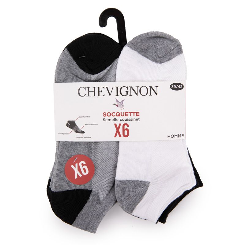 Lot de 6 paires de socquettes dali Homme CHEVIGNON