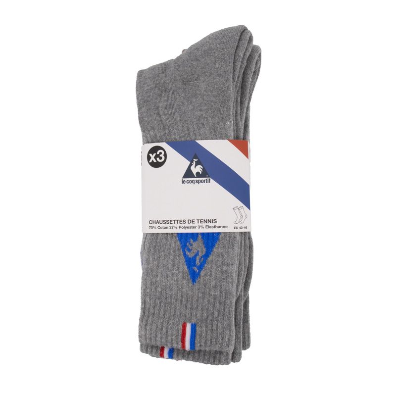 Chaussettes de tennis lot de 3 paires blanches coqsportif/x Homme LE COQ SPORTIF