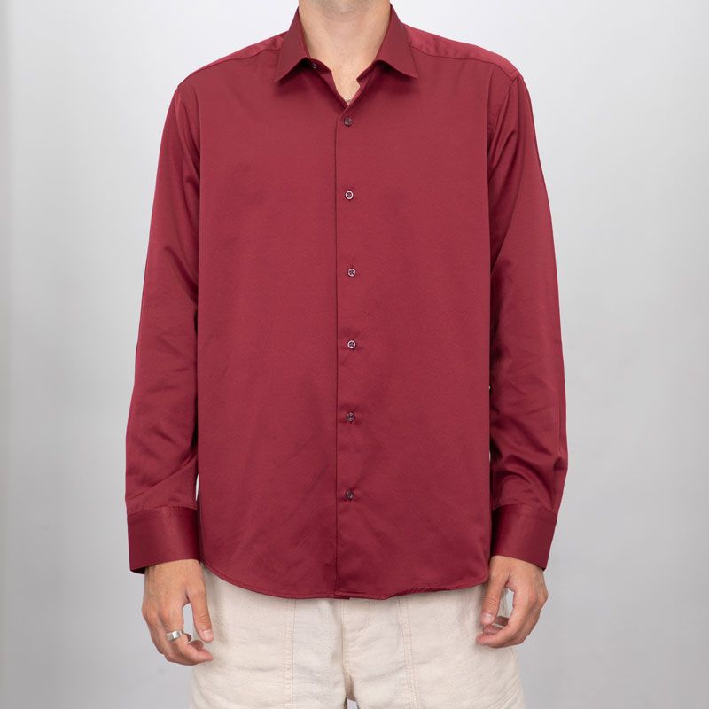 Chemise unie coton bordeaux poly bill00 Homme BILL TORNADE