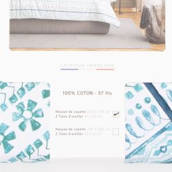 Parure de lit garance bleu 220x240 Mixte PASSION D ELLY