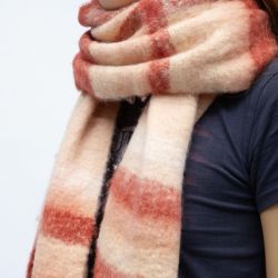 Echarpe à franges douce à carreaux assorti laine 40x210 cm Femme GERARD PASQUIER