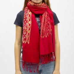 Echarpe à franges Famata brodée avec des fleurs Femme BURTON OF LONDON