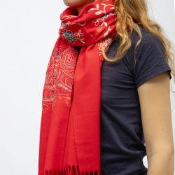 Echarpe douce Famata avec pampilles brodée Femme BURTON OF LONDON