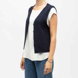 Gilet sans manches bleu marine monica maille crocheté Femme LA PETITE ETOILE