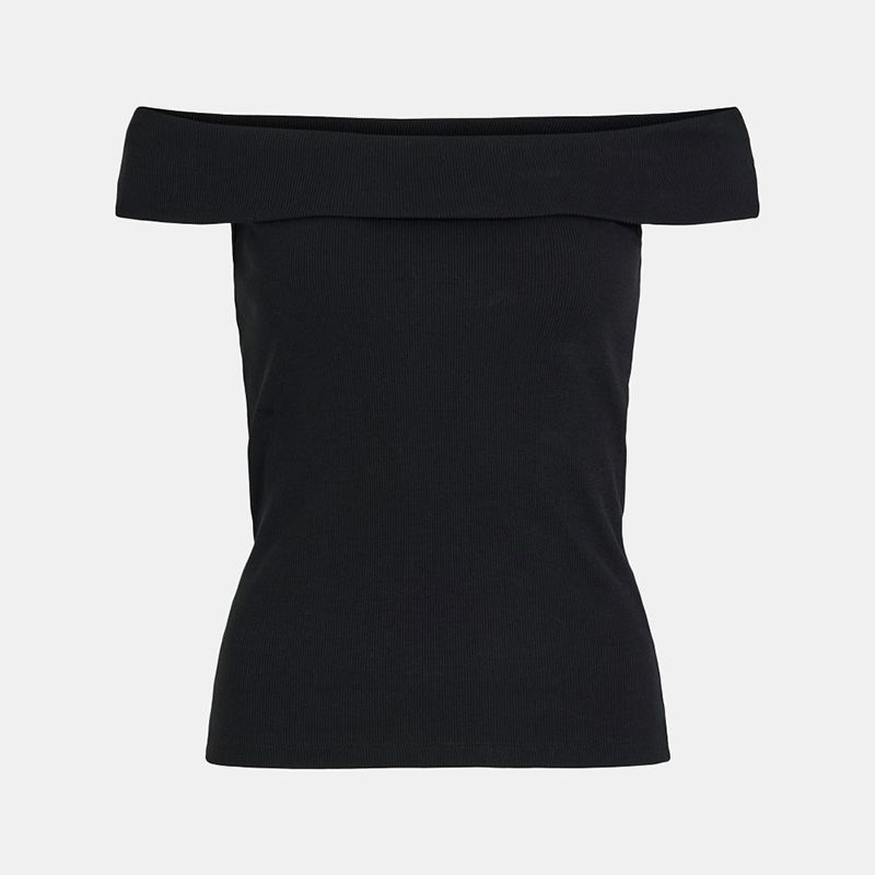Top coton sahia black épaules dénudées Femme VILA