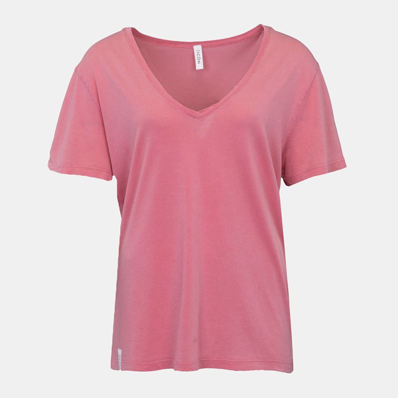 Tee shirt col v basique coton à manches courtes Femme ICON