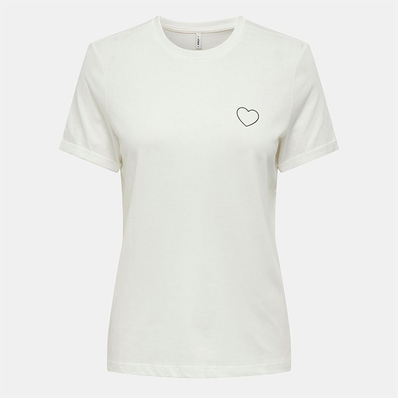 Tee shirt Tenna col rond coton imprimé coeur regular Femme ONLY