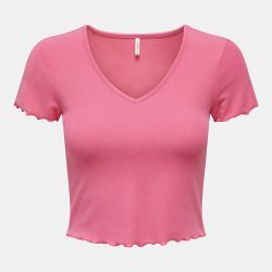Tee shirt kika crop top col v Femme ONLY