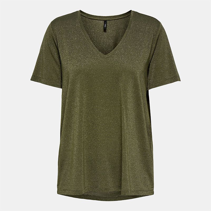 Tee shirt col V à pailettes Harly Femme ONLY Tee shirt col V à pailettes Harly Femme ONLY