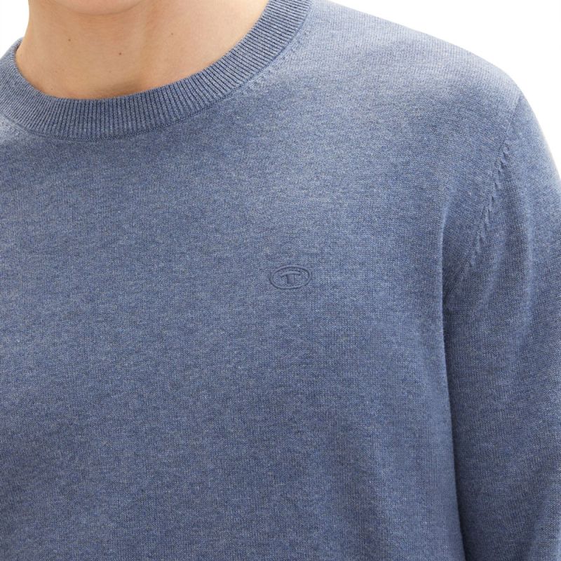 Pull turquoise blue melange 1039805055 Homme TOM TAILOR