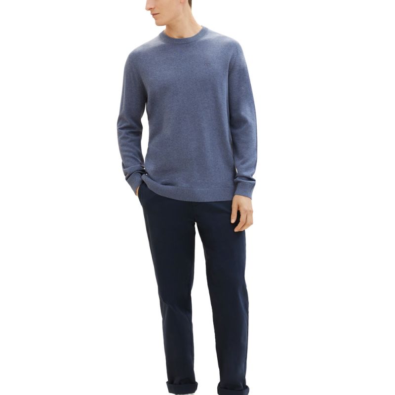 Pull turquoise blue melange 1039805055 Homme TOM TAILOR