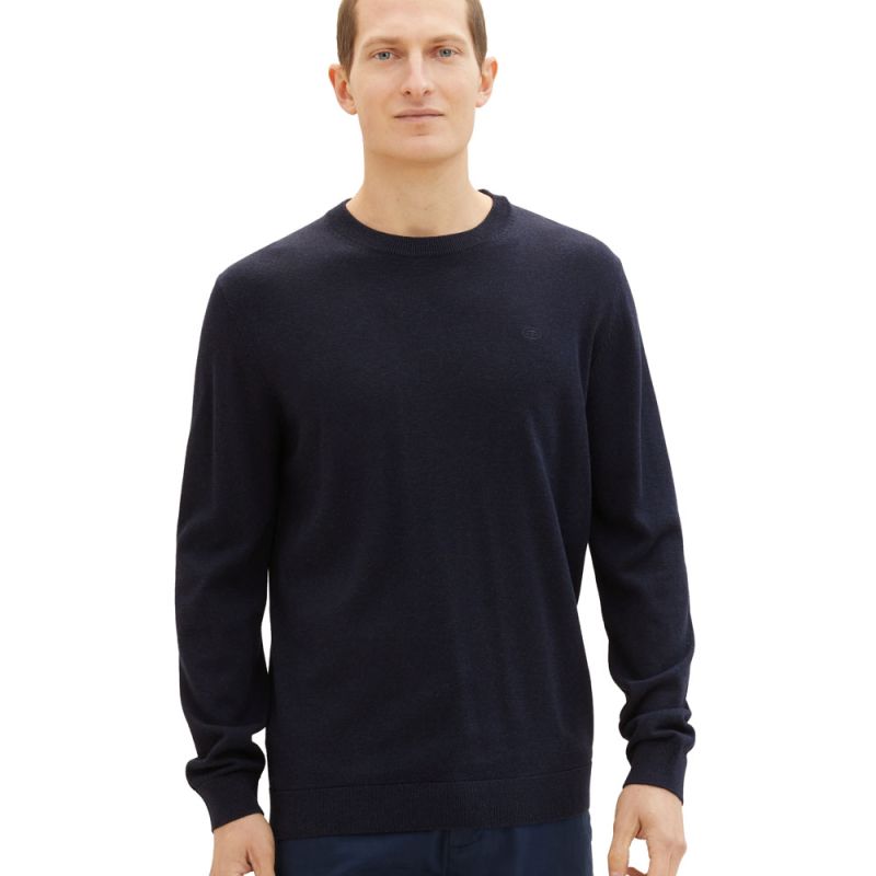 Pull turquoise blue melange 1039805055 Homme TOM TAILOR