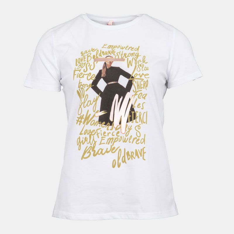 T shirt coton blanc avec écritures Femme IMPERIAL T shirt coton blanc avec écritures Femme IMPERIAL